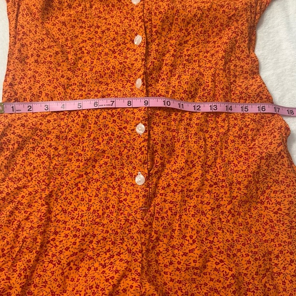 Vintage Y2K Orange Cottagecore Scoop Neck Coquette Mini Romper - Picture 2 of 13
